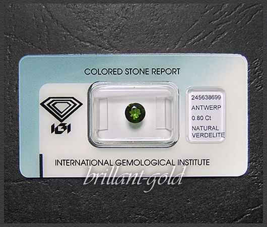 Verdelith mit IGI Zertifikat, 0.80 ct Rund, Edelstein